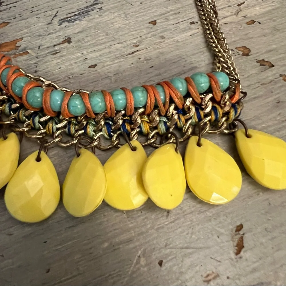 Colorful Multi‎ Layered Chunky Beaded Chain Choker Good Condition